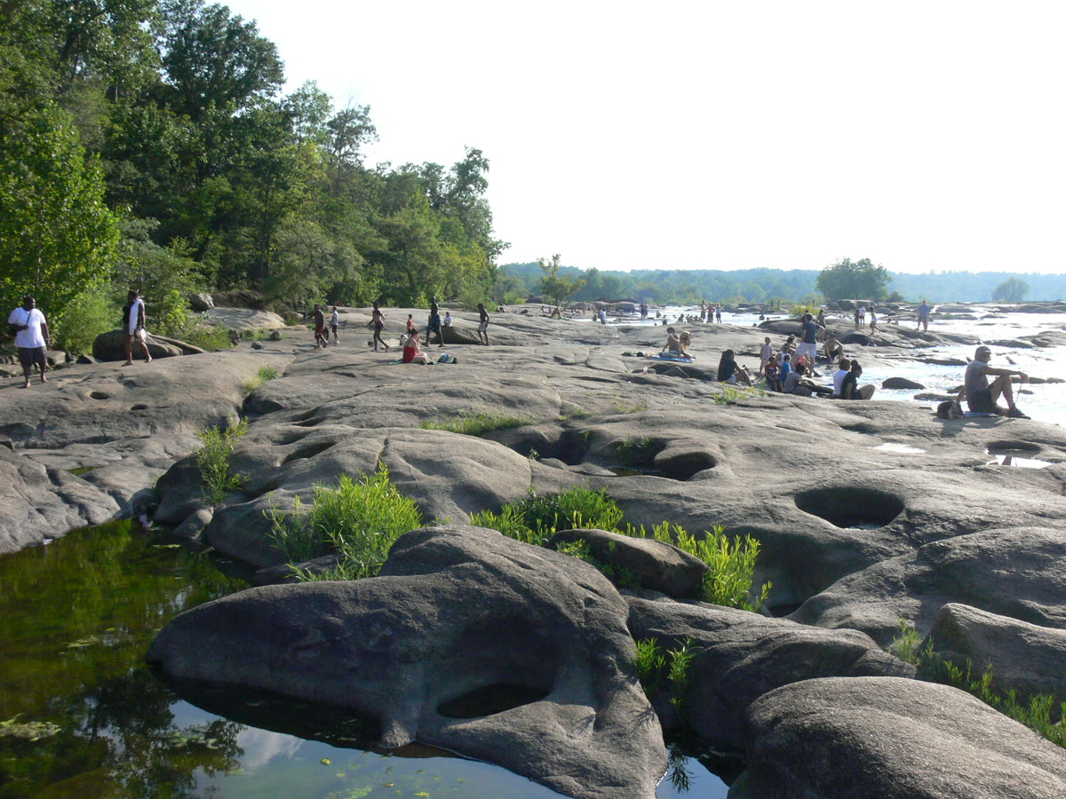 Rocks and river at Belle Isle on the James River in Richmond, Virginia